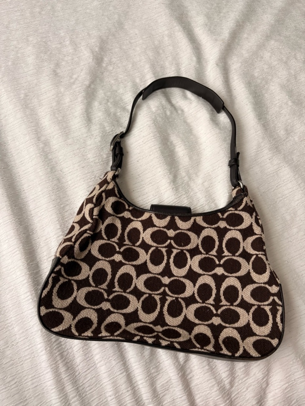 Coach Brown Signature Jacquard Shoulder Bag